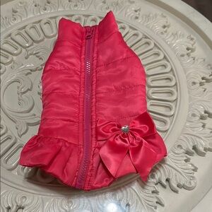 Dog pink Daisy Fuentes zip up Jacket with Bow small